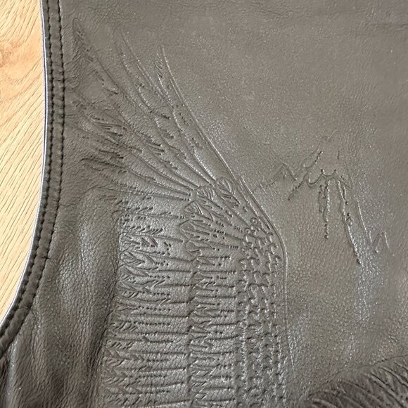 Vintage Unisex 80's/90's Leather Moto Biker Vest in Black - Picture 8 of 14